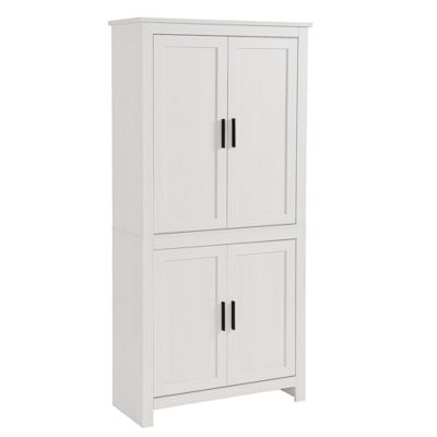 HOMCOM 64" 4-Door Kitchen Pantry, Freestanding Storage Cabinet with 3 Adjustable Shelves for Kitchen, Dining or Living Room, White