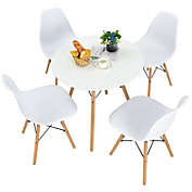 Slickblue 5 Pieces Table Set With Solid Wood Leg For Dining Room-White
