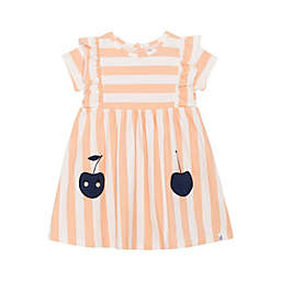 Deux par Deux Organic Cotton Striped Slub Dress Peach