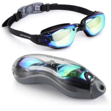Link Active Kids Swim Goggle With Fast Clasp Technology UV Protection Leak & Fog Proof Wide View Boys & Girls Ages 3-9 - Blue Spectrum. View a larger version of this product image.