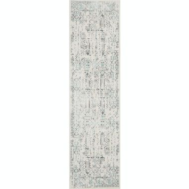 Kathy Ireland Ki34 Silver Screen KI343 Ivory/Teal/Black Area Rug - 2'2" x 7'6". View a larger version of this product image.