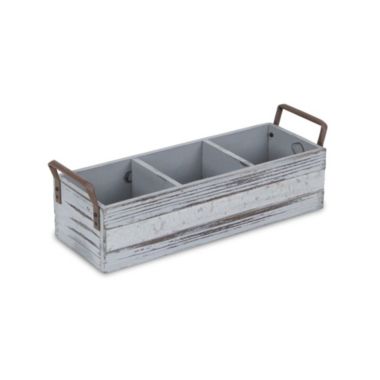 Cheungs Home Decorative Gray Wash Wooden 3 Slot Storage Caddy. View a larger version of this product image.