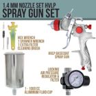 Alternate image 1 for TCP Global Brand Professional Gravity Feed HVLP Spray Gun with a 1.4mm Fluid Tip, 1 Liter Aluminum Cup and Air Regulator