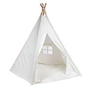 e-joy 8 Ft Large Teepee Tent With Carry Case for Indoor And Outdoor, Natural Cotton Canvas Teepee Play Tent, Offwhite Color