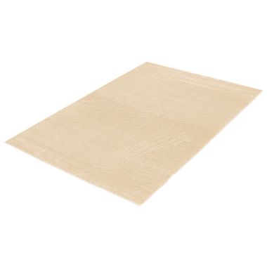 Chaudhary Living 6.5' x 9.5' Beige and White Abstract Rectangular Area Throw Rug. View a larger version of this product image.