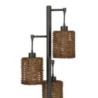 Alternate image 3 for Saltaro Sherpi 37 Inch Metal Table Lamp, 3 Hanging Rattan Shades, Bronze Black- Saltoro Sherpi