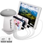 Alternate image 0 for Trexonic 6A 5-Port USB Charging Station with Qualcomm Quick Charge 3.0 Technology with 5 Slots and Mushroom LED Desktop Lamp