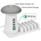 Alternate image 2 for Trexonic 6A 5-Port USB Charging Station with Qualcomm Quick Charge 3.0 Technology with 5 Slots and Mushroom LED Desktop Lamp
