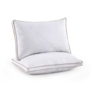 Unikome 2 Pack Diamond Quilted Goose Feather Gusseted Bed Pillows in White, King
