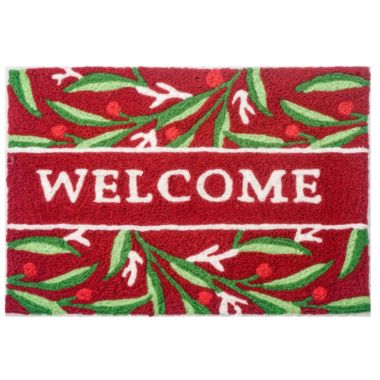 Homefires Rugs 1.5' x 2.5' Vibrant Winter "Welcome" Designed Rectangular Polyester Area Throw Rug. View a larger version of this product image.