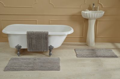 Reversible Bath Rug Floor Bathroom Rectangle Cotton White Shower 17 x 24 Inch 