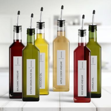 Talented Kitchen Minimalist Labels for Oils, Vinegars & Condiments - 132 Oil and Vinegar Label Sticker, Water Resistant Condiment Labels. Preprinted Decals Oil Bottles Pantry Organization Storage. View a larger version of this product image.