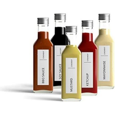 Talented Kitchen Minimalist Labels for Oils, Vinegars & Condiments - 132 Oil and Vinegar Label Sticker, Water Resistant Condiment Labels. Preprinted Decals Oil Bottles Pantry Organization Storage. View a larger version of this product image.