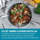 Alternate image 2 for Gotham Steel Jumbo Cooker with Lid Skillet with Stainless Steel Stay Cool & Helper Handle, Aqua Blue