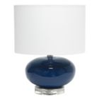 Alternate image 0 for Lalia Home 15.25" Modern Ovaloid Glass Bedside Table Lamp with White Fabric Shade, Blue