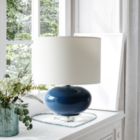 Alternate image 1 for Lalia Home 15.25" Modern Ovaloid Glass Bedside Table Lamp with White Fabric Shade, Blue