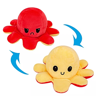Kauri Reversible Plush Octopus Mood Toy   Two Different Colors And Faces For Your Different Moods   Red And Yellow   Gift Idea For Kids Or Adults To Keep In The Office. View a larger version of this product image.