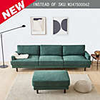 Alternate image 0 for Wlf-Furniture Modern fabric sofa L shape, 3 seater with ottoman-104" Emerald