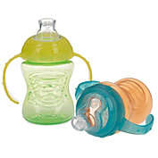 Nuby 2-Pack Two-Handle No-Spill Super Spout Grip N&#39; Sip Cups, 8 Ounce, Orange and Green