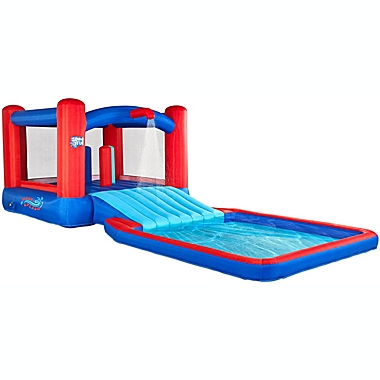 Sunny & Fun Slide N&#39; Splash Bounce House Inflatable Water Slide Park - Heavy-Duty for Outdoor Fun, Wide Slide & Splash Pool - Easy to Set Up & Inflate with Included Air Pump & Carrying Case. View a larger version of this product image.