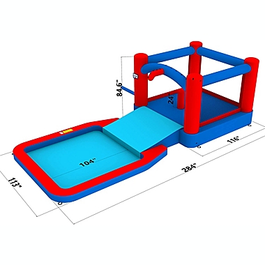 Sunny & Fun Slide N&#39; Splash Bounce House Inflatable Water Slide Park - Heavy-Duty for Outdoor Fun, Wide Slide & Splash Pool - Easy to Set Up & Inflate with Included Air Pump & Carrying Case. View a larger version of this product image.
