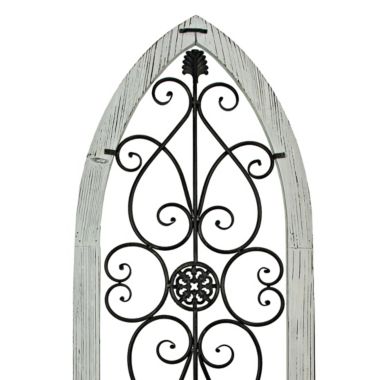 Things2Die4 40 Inch Wood & Metal White Window Arch Frame Farmhouse Rustic Wall Decor Set of 2. View a larger version of this product image.