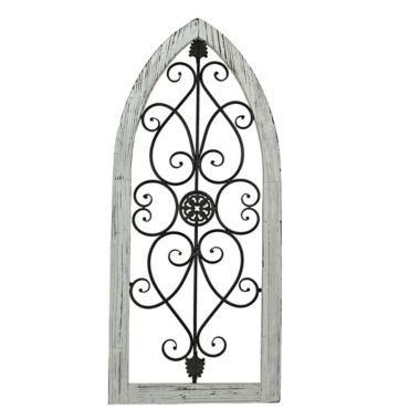 Things2Die4 40 Inch Wood & Metal White Window Arch Frame Farmhouse Rustic Wall Decor Set of 2. View a larger version of this product image.