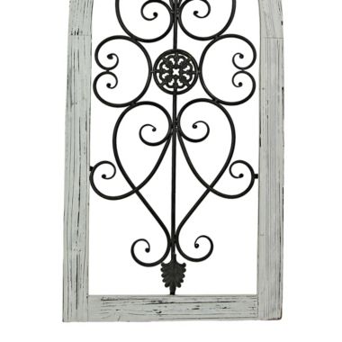 Things2Die4 40 Inch Wood & Metal White Window Arch Frame Farmhouse Rustic Wall Decor Set of 2. View a larger version of this product image.