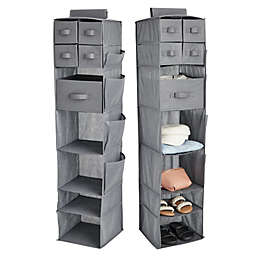 Juvale 2 Pack Gray 7-Shelf Hanging Closet Organizer with 5 Drawers, 4 Pockets, Foldable Storage for Baby Nursery (12 x 51 In)