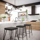 Alternate image 1 for LeisureMod Millard Leather Bar Stool With Metal Frame Set of 2 - Charcoal Black