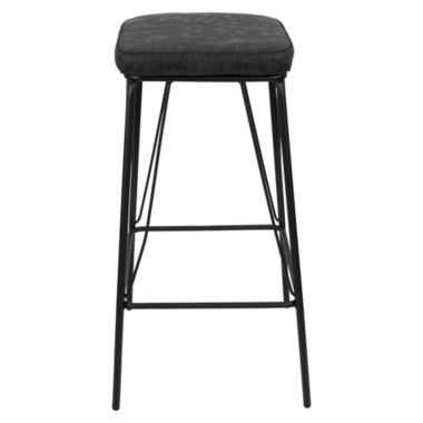 LeisureMod Millard Leather Bar Stool With Metal Frame Set of 2 - Charcoal Black. View a larger version of this product image.