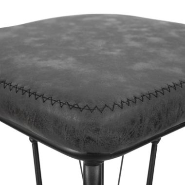 LeisureMod Millard Leather Bar Stool With Metal Frame Set of 2 - Charcoal Black. View a larger version of this product image.