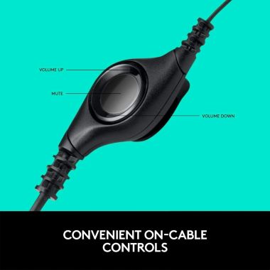 Logitech H390 Wired Headset, Stereo Headphones with Noise-Cancelling Microphone, USB, In-Line Controls, PC/Mac/Laptop - Black. View a larger version of this product image.