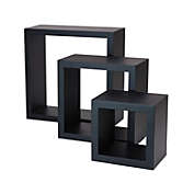 ITY International - Set of 3 Square Wooden Shelves, Black