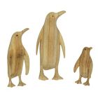 Alternate image 0 for Contrast Set of 3 Wood Penguin Family Hand Carved Sculptures Home Decor Figurine Shelf Art