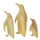 Alternate image 3 for Contrast Set of 3 Wood Penguin Family Hand Carved Sculptures Home Decor Figurine Shelf Art