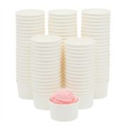 Juvale 100 Pack Disposable Paper Ice Cream Cups, Dessert Bowls for Sundae Bar, Frozen Yogurt (White, 8 oz)