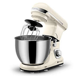 Ventray Stand Mixer, 6-Speed Tilt-Head Food Dough Mixer, Kitchen Electric Mixer with Dough Hook/Whisk/Beater, 4.5-Quart Stainless Steel Bowl with Pouring Shield - Cream Beige