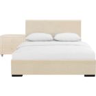 Alternate image 1 for Camden Isle Home Decorative Hindes Upholstered Platform Bed, Beige, Twin with 1 Nightstand