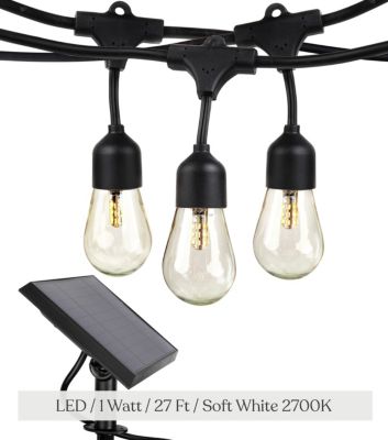 Ambience Pro Solar LED String Lights - S14, 1W, 27ft, 2700K