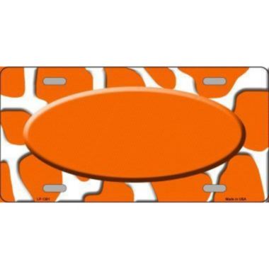 Smart Blonde Orange White Giraffe Pattern With Center Oval Customizable Metal Novelty License Plate Tag. View a larger version of this product image.