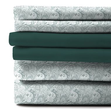 Lux Decor Collection 4-Pieces Deep Pocket Microfiber Printed Bed Sheet Set in Twin XL Size White Grey. View a larger version of this product image.
