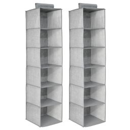 mDesign Fabric Over Closet Rod Hanging Organizer, 6 Shelves