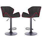 Alternate image 0 for Set of 2 Modern Home Luxe Spyder Contemporary Adjustable Suede Barstool - Modern Comfortable Adjusting Height Counter/Bar Stool (Black Base, Black/Red Piping)