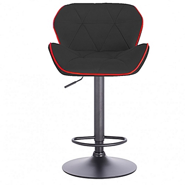 Set of 2 Modern Home Luxe Spyder Contemporary Adjustable Suede Barstool - Modern Comfortable Adjusting Height Counter/Bar Stool (Black Base, Black/Red Piping). View a larger version of this product image.