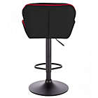 Alternate image 3 for Set of 2 Modern Home Luxe Spyder Contemporary Adjustable Suede Barstool - Modern Comfortable Adjusting Height Counter/Bar Stool (Black Base, Black/Red Piping)
