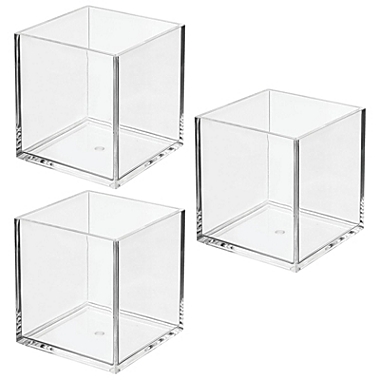 mDesign Plastic Storage Desk Organizer Bin for Home, Office - 3 Pack, Clear. View a larger version of this product image.