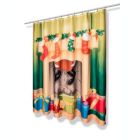 Alternate image 1 for Carnation Home Fashions Festive Fireplace Christmas Fabric Shower Curtain - 70" x 72", Multi