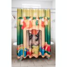 Alternate image 2 for Carnation Home Fashions Festive Fireplace Christmas Fabric Shower Curtain - 70" x 72", Multi