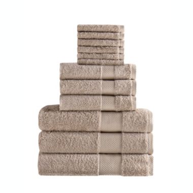 Classic Turkish Towels Genuine Cotton Soft Absorbent Chloe Collection 12 Piece Set With 3 Bath Towels, 3 Hand Towels, 6 Washcloths. View a larger version of this product image.